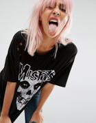 Asos Halloween T-shirt In Washed Misfits Print - Gray