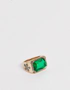 Wftw Ring With Green Stone In Gold