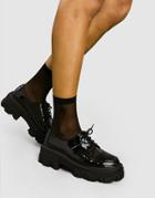 Asos Design Mall Chunky Lace Up Flat Shoes In Black