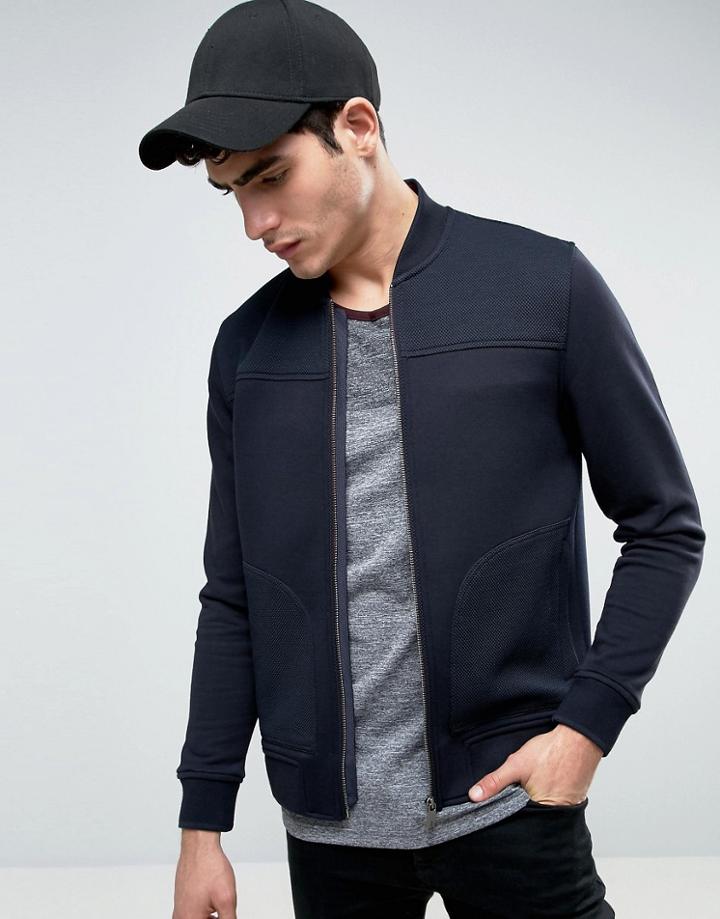 Ted Baker Neoprene Sport Bomber - Navy