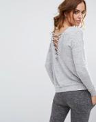 Y.a.s Lace Up Top - Gray