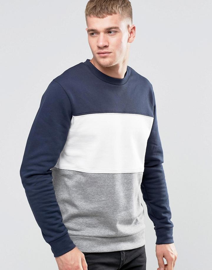 Jack & Jones Block Panel Sweat - Navy