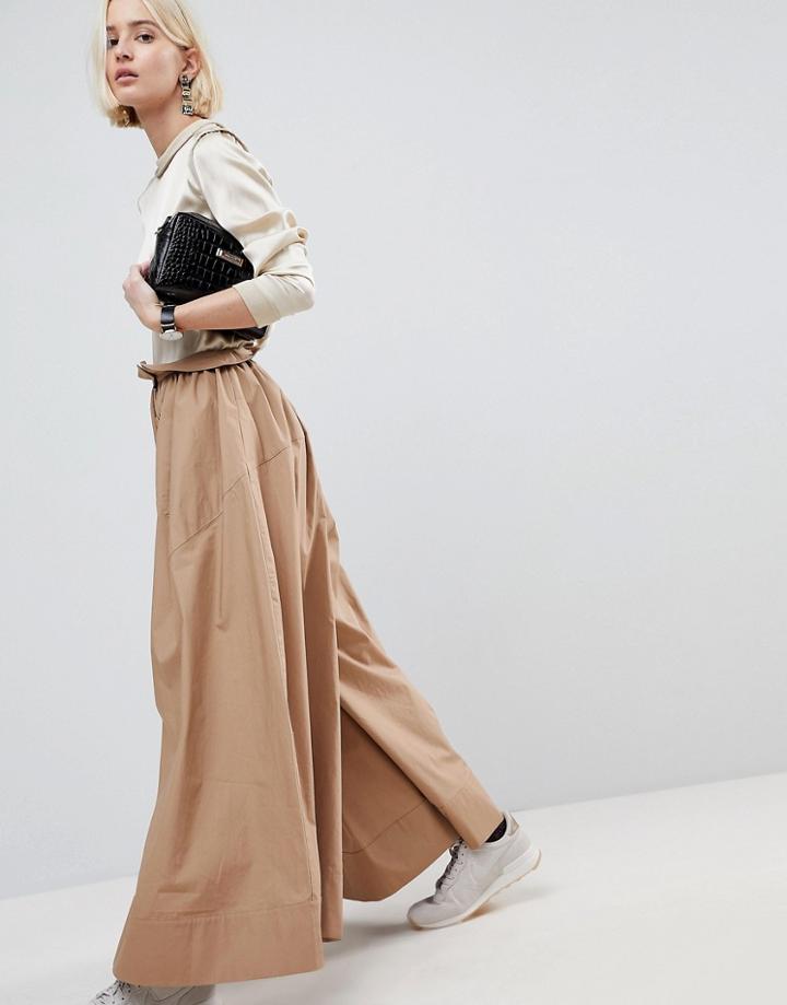 Asos White High Waisted Wide Leg Pants - Stone