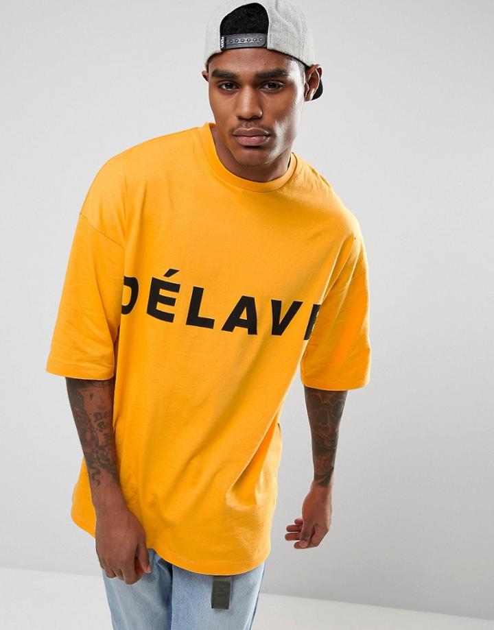 Asos Oversized T-shirt With Delave Print - Orange
