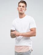 Only & Sons Longline T-shirt With Cut And Sew Contrast Hem - White