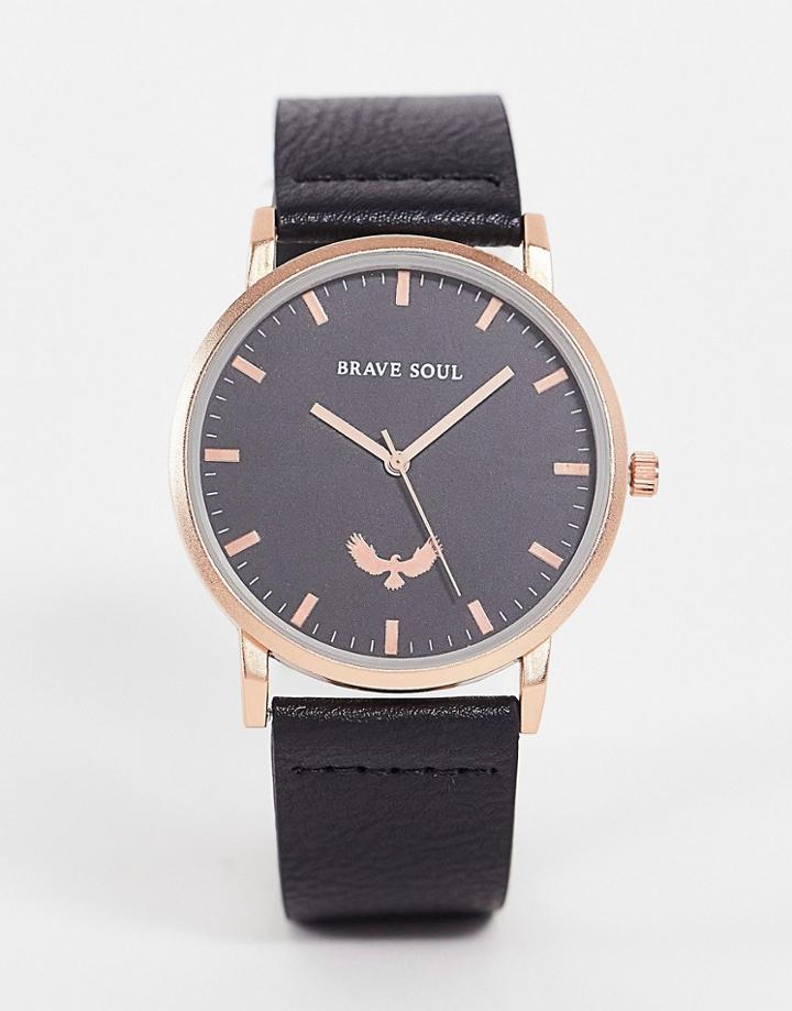 Brave Soul Logo Watch In Navy And Gold
