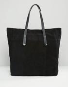 Pieces Simple Suede Shopper Bag - Black