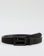 Asos Smart Super Skinny Belt In Black Faux Suede - Black