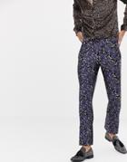 Twisted Tailor Super Skinny Suit Pants In Floral Jacquard - Blue