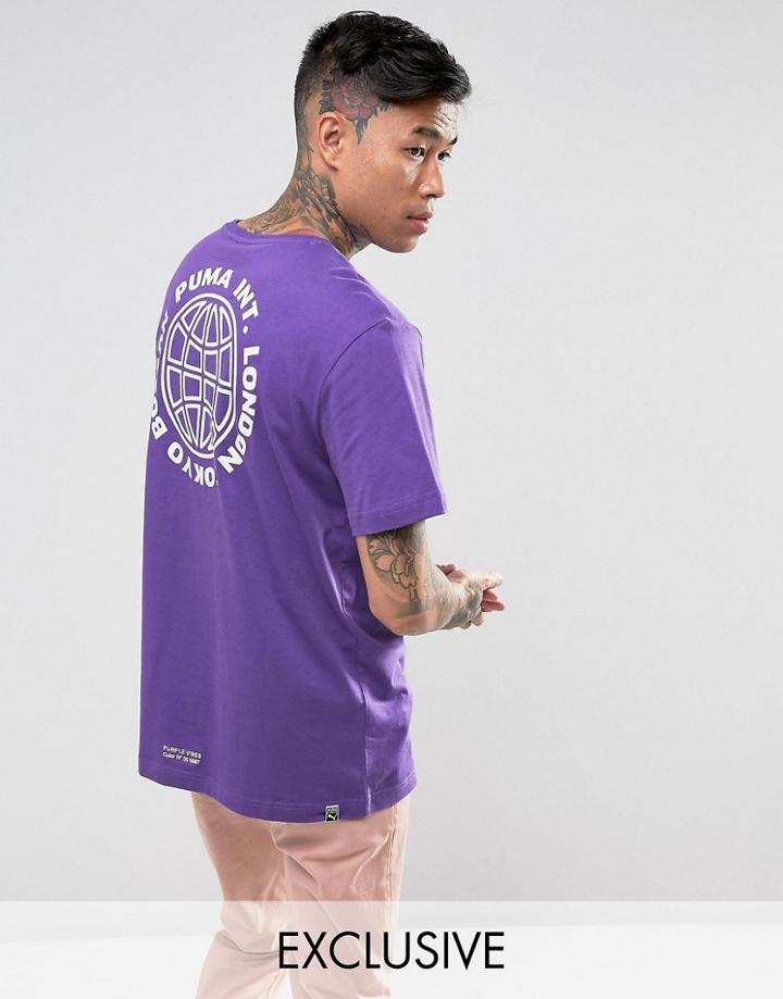 Puma Oversized T-shirt With Back Print In Purple Exclusive To Asos - Purple