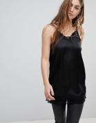 Blend She Hanna Lace Trim Cami-black