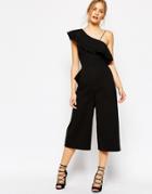 C/meo Collective Four Shadows Ruffle Jumpsuit In Black - Black