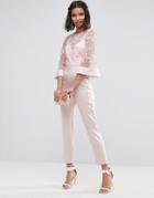 Asos Jumpsuit With Lace Bodice And Contrast Satin Pant - Pink