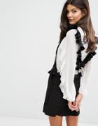 Mango Pinafore Dress With Frill Back Detail - Black