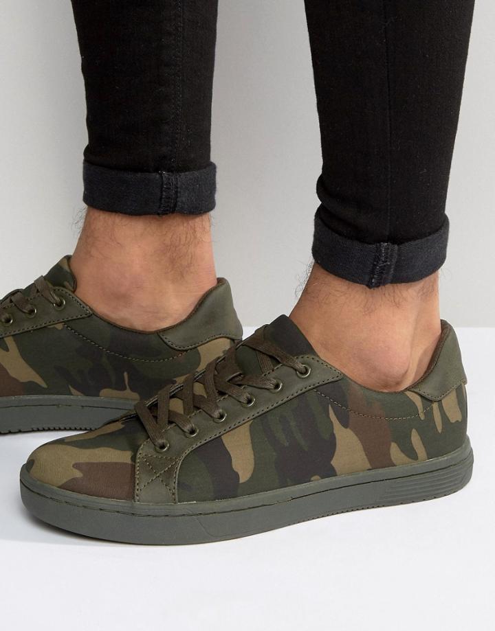 Asos Sneakers In Khaki Camo - Khaki