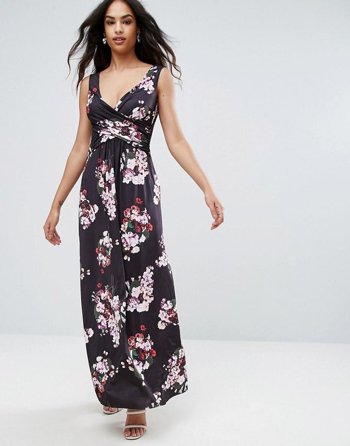 City Goddess Floral Maxi Dress - Navy