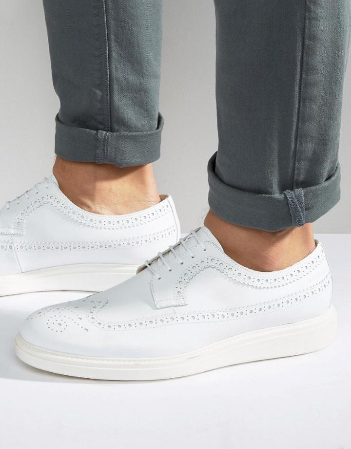Vagabond Zack Brogue Wedge Derby Shoes - White