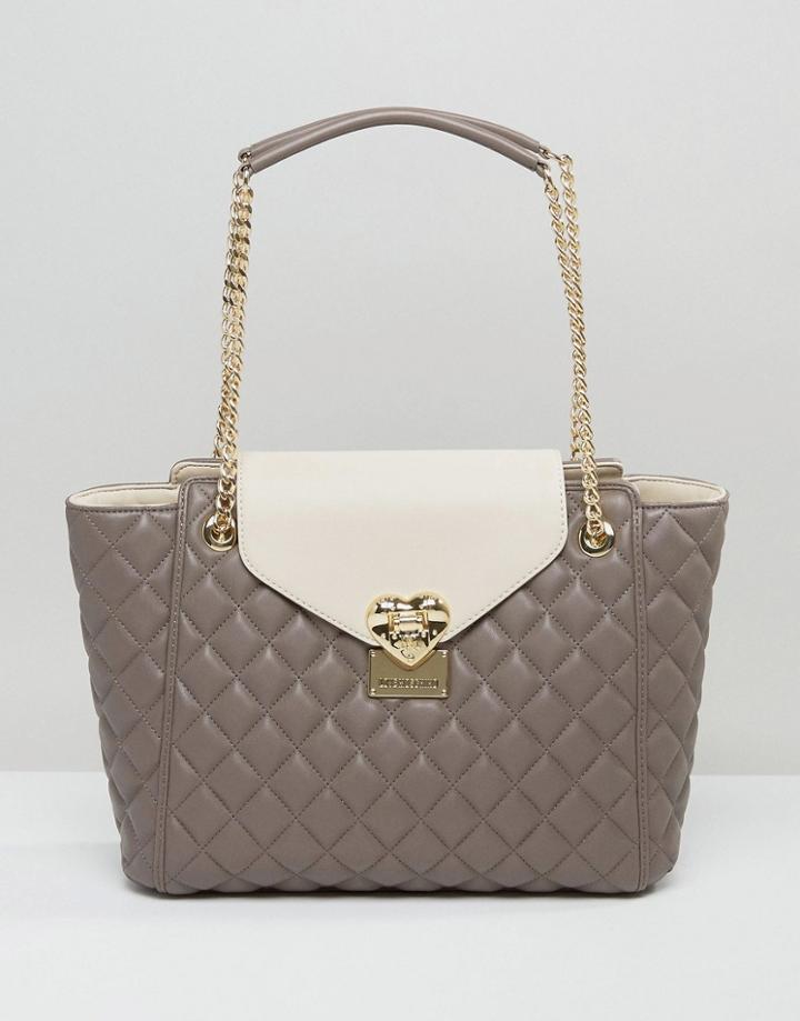 Love Moschino Quilted Tote Bag - Gray
