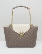 Love Moschino Quilted Tote Bag - Gray