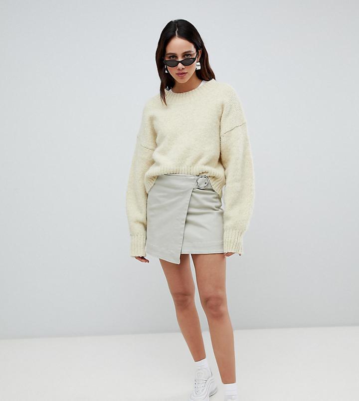 Weekday Tie Front Mini Skirt-beige