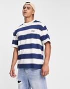 Abercrombie & Fitch Crest Logo Block Stripe T-shirt In Navy