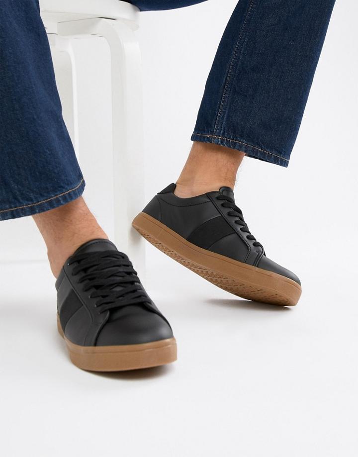 Asos Design Sneakers In Black With Gum Sole