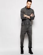 Asos Boiler Suit In Denim Washed Black - Washed Black