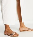 New Look Wide Fit Plaited Mule Sandals In Rose Gold