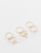 Asos Design Pack Of 6 Rings In Opal Stone Set Design-gold