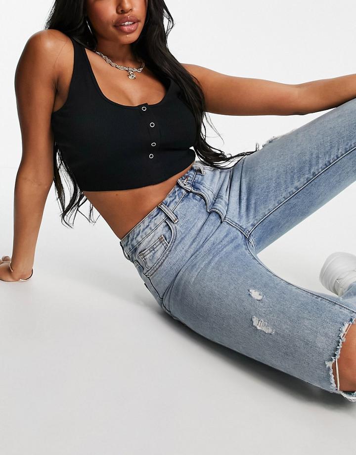 Asos Design Hourglass Snaps Front Crop Tank In Black