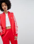 Adidas Originals Three Stripe Track Jacket In Red - Red