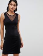 Yas Sassy Bodycon Mini Dress With Mesh Panels - Black