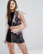 New Look Rainbow Trim Clear Anorak Jacket - Multi