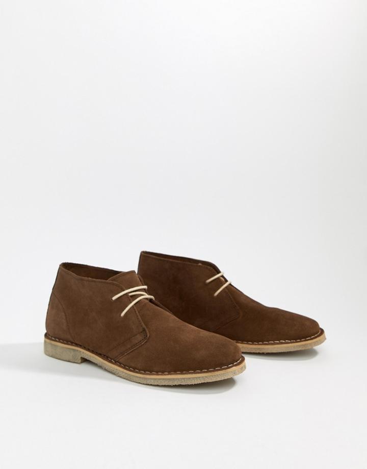 Asos Design Desert Boots In Brown Suede - Brown