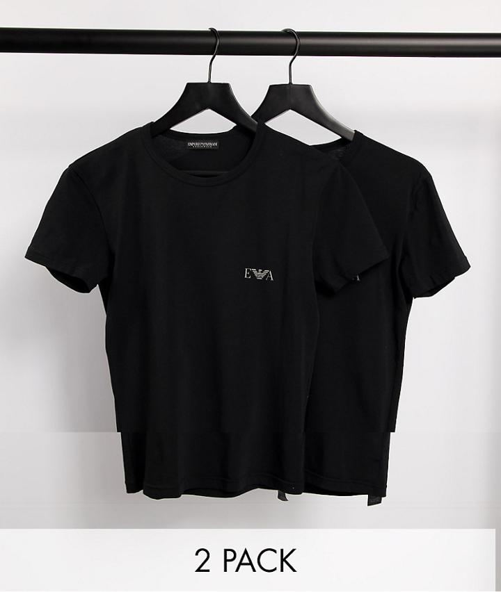 Emporio Armani Bodywear 2 Pack Logo T-shirts In Black
