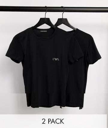 Emporio Armani Bodywear 2 Pack Logo T-shirts In Black