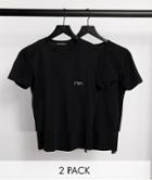 Emporio Armani Bodywear 2 Pack Logo T-shirts In Black