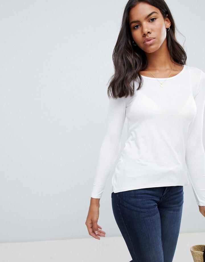 Brave Soul Toya Long Sleeve Top With Twisted Back - White