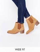 Asos Reality Wide Fit Suede Ankle Boots - Brown
