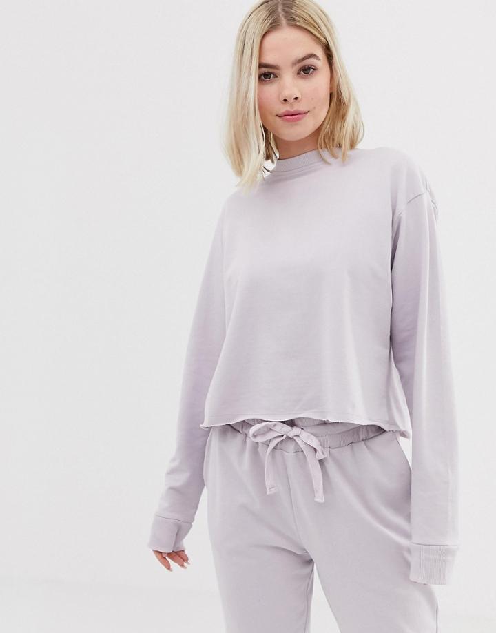 Asos Design Lounge Organic Cotton Wrap Back Sweat - Purple