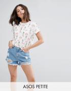 Asos Petite T-shirt In Retro Tropical Print - Multi