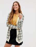 Wild Flower Longline Cardigan In Check Knit - Multi