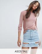 Asos Tall Sweater With Crew Neck And Panel Detail - Pink