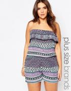 Diya Plus Bandeau Romper With Frill Top - Multi