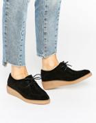 Asos Mercury Suede Lace Up Flat Shoes - Black