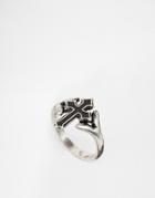 Asos Gothic Cross Ring - Burnished Silver