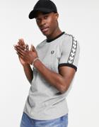 Fred Perry Taped Ringer T-shirt In Light Gray-grey