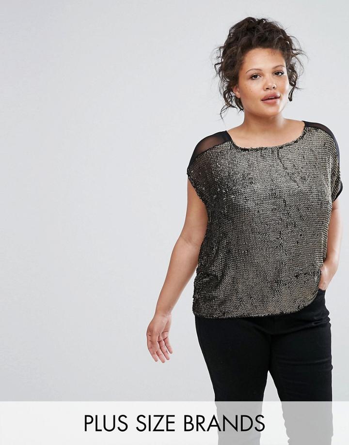 Elvi Shimmer Contrast Top - Gold