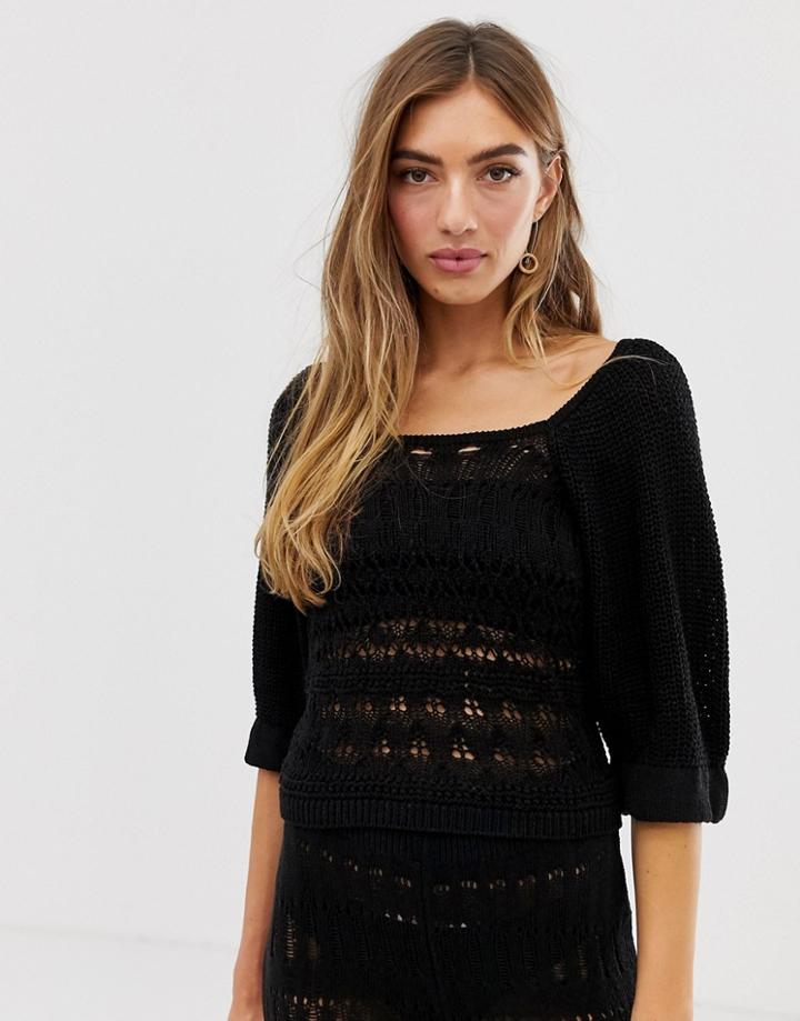 Asos Design V Neck Midi Dress In Eco Yarn-stone