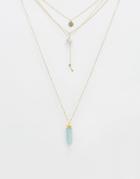 Orelia Beautiful Pastel Shard Multi Row Necklace - Pale Gold